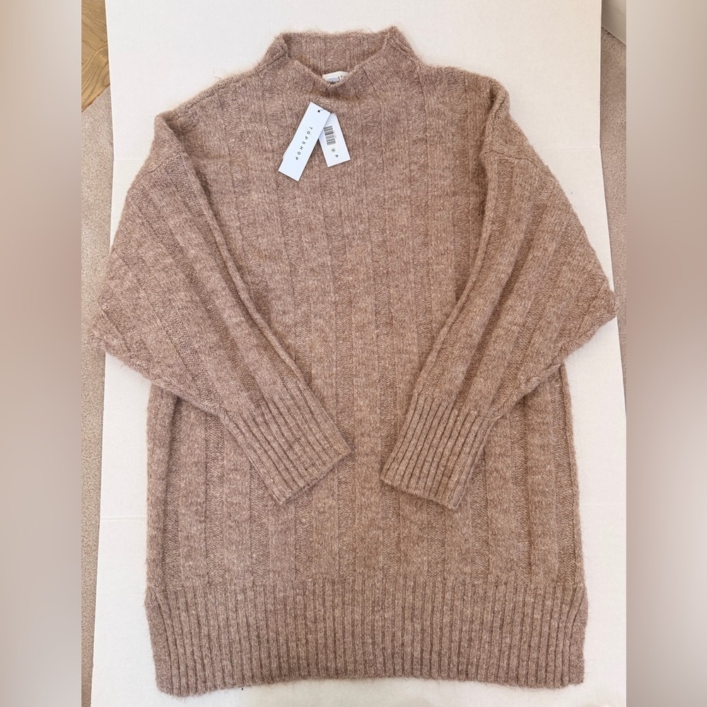 Topshop Soft Brown Ribbed Mockneck Long Sweater/ Sweater-dress